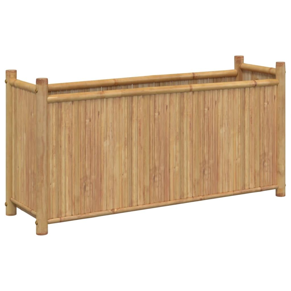 Fioriera da Esterno in Bambù Naturale 100x30x50 cm | Vaso rialzato rettangolare per orto e fiori, ideale per arredare il balcone, terrazzo o giardino con stile naturale.