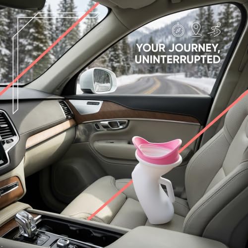 Portable Female Urinal with Soft Silicone Funnel, 1000ml Spill-Proof Plastic Bedside Pee Bottle for Women, Reusable Travel Urinal with Lid for Camping, Road Trips, and Mobility Aid — view 6