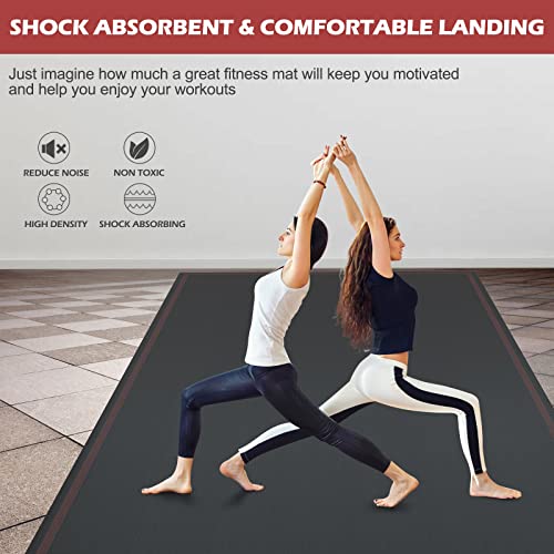 Vivitory Extra Large Yoga Mat for Home Workout 8\'x5\'x7mm, Large Exercise Mat, Ultra Durable, Non-Slip, Workout Mat for Instant Home Gym Flooring, Gym Mats for Cardio, Weightlifting, Jump Rope, MMA, - Thumbnail 3