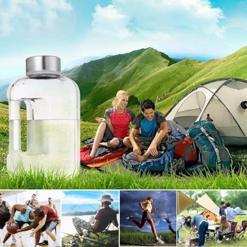 VENNERLI Half Gallon Water Bottle with Handle BPA Free Sports Water Bottles 74oz Large Plastic Water Jug 2.2L Motivational for Outdoor Hiking Camping Running (Clear) by VENNERLI - Used condition - Image 6