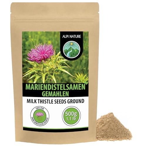 Alpi Nature Mariendistel Pulver 500g, Mariendistelsamen gemahlen, Mariendistel Samen gemahlen