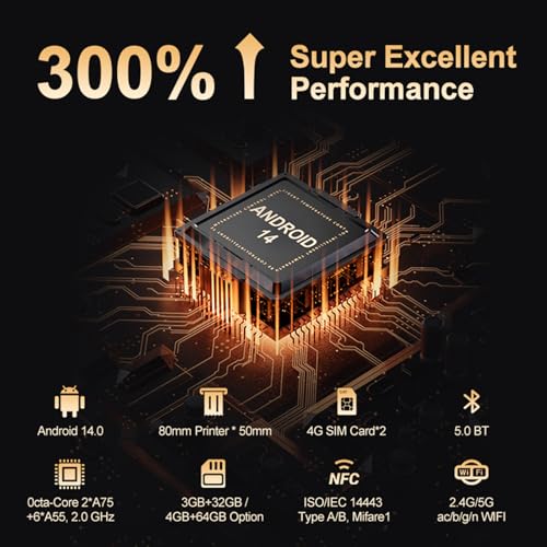 alacrity handheld pos pda android 14 receipt printer 3gb32gb 1d 2d barcode scanner wifigpsbt4g full network connection 6534 touchscreen 80mm width thermal label printing 6400mah battery and nfc