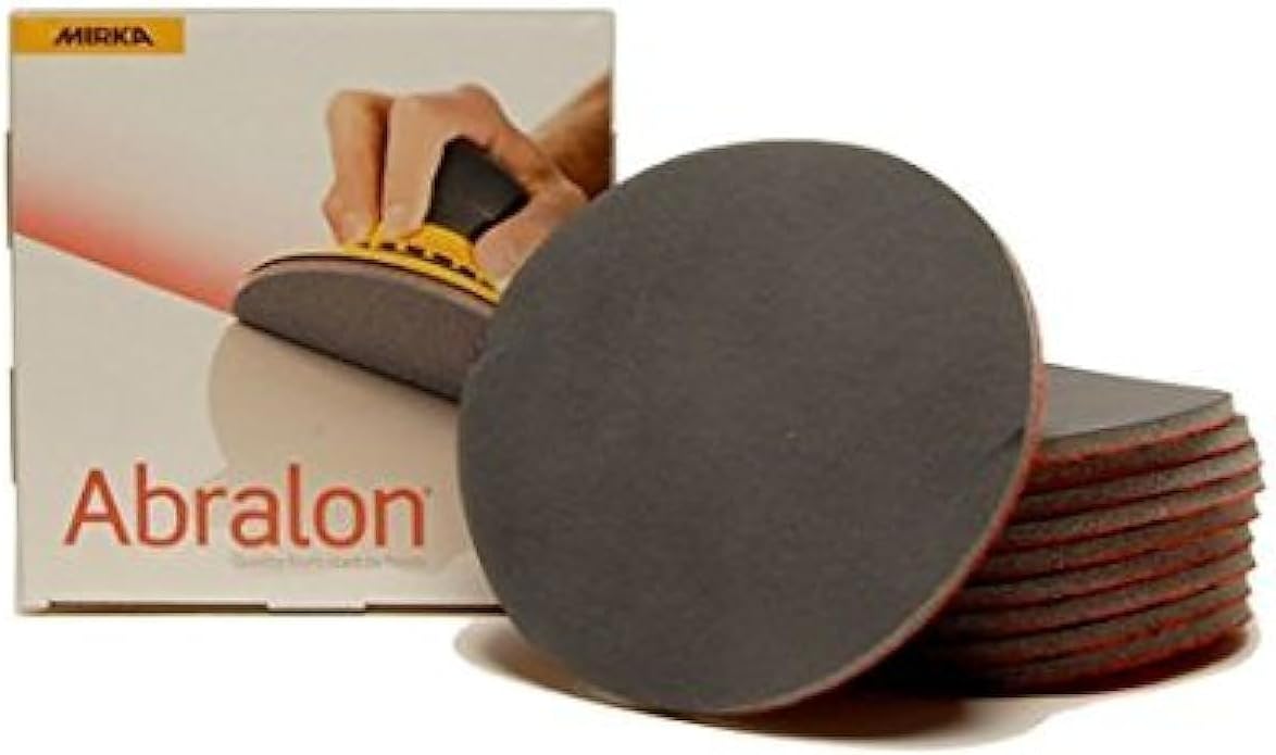 Abralon 6 Inch 1000 Grit Foam Sanding Discs, 10 per box (MK-240-1000), Fabric, Fine, 6x6 inches, Compatible with Dry and Wet Sanding
