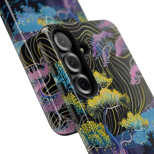 Coque Samsung S25 Plus rigide brillante arbre abstrait anti-rayures noire - 2