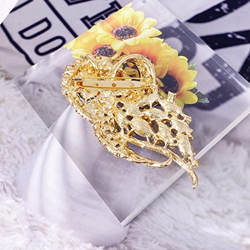 Image of LAXPICOL Vintage Clear Austrian Crystal Elegant Flower Bouquet Wing Brooch for Women