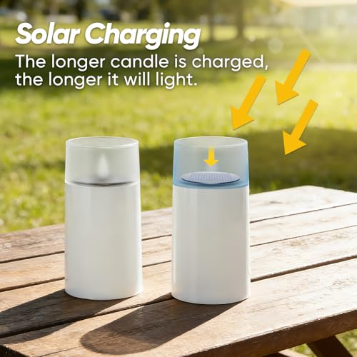 Image of Homemory Solar Candles Outdoor Waterproof, Flickering Flameless LED Candles with Dusk to Dawn Sensor, 3 inchx6 inch Solar Powered Candles for Outdoor Lanterns Patio Garden Yard Christmas Decorations, 2 Pack