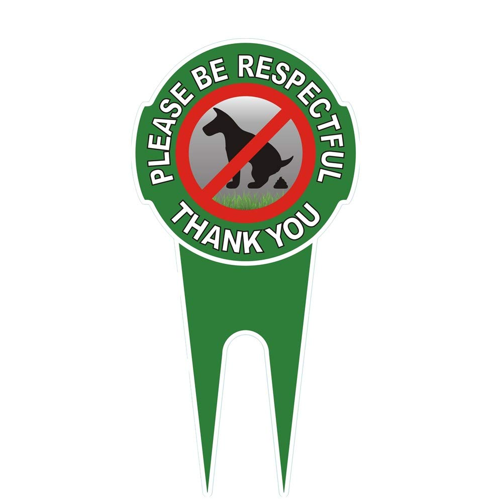 HEIOKEY Double Sided No Dog Pooping Sign with Stake 14.6" x 7.5" - Sign Politely Reads:Please Be Respectful Thank You,No Dog Poop and Pee Yard Sign Stop Dogs from Pooping On Your Lawn,No Poo Sign