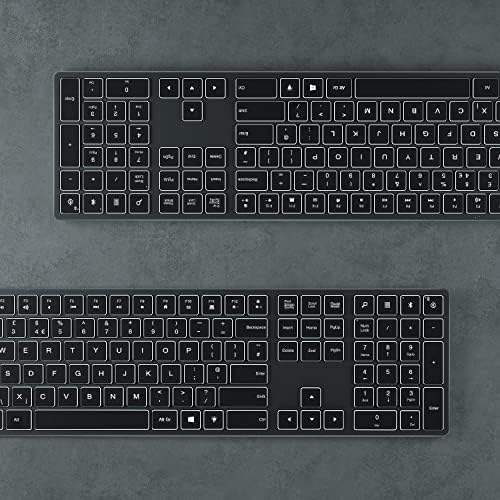 Backlit Bluetooth Keyboard for Computer, Wireless Keyboard with 7 Colors Backlight Rechargeable Quiet Ultra-Thin UK Layout Compatible with PC, Laptop with Windows System, Space Gray