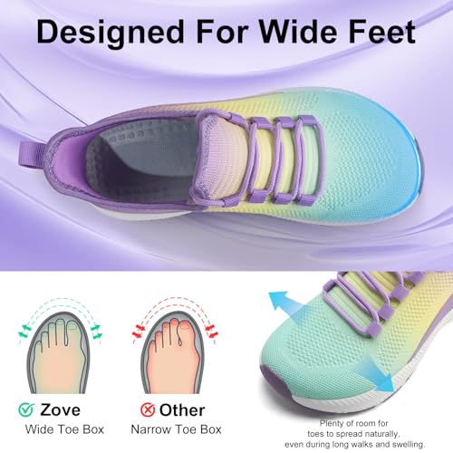 Image of ZOVE Wide Toe Box Shoes Women Extra Wide Width Sneakers Ultra Light Road Running Shoes Non-Slip Tennis Sneakers Breathable Walking Athletic
