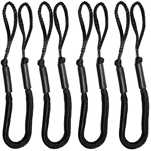 4pcs Bungee Boat Dock Lines 4 Feet Black Dockline Mooring Rope Boat Accessories Docking Lines PWC Shock Cords for Boats Kayak, Jet Ski, Pontoon, Canoe, Power Boat Wave Runner, Sea Doo, Watercraft
