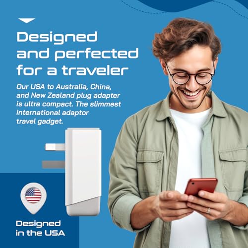 Image of Ceptics Australia China New Zealand Power Plug Adapter, QC 3.0 & PD - Safe Dual USB & USB-C - 2 USA Socket for USA to Australian New Zealand Fiji Argentina, Type I AP-16 Fast Charging