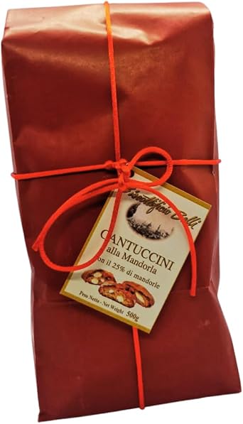 Authentic Italian Almond Biscotti 500g – Tuscan Cantuccini with 25% Almonds – Traditional Crunchy Biscotti Cookies Gift Box for Coffee, Tea & Vin Santo
