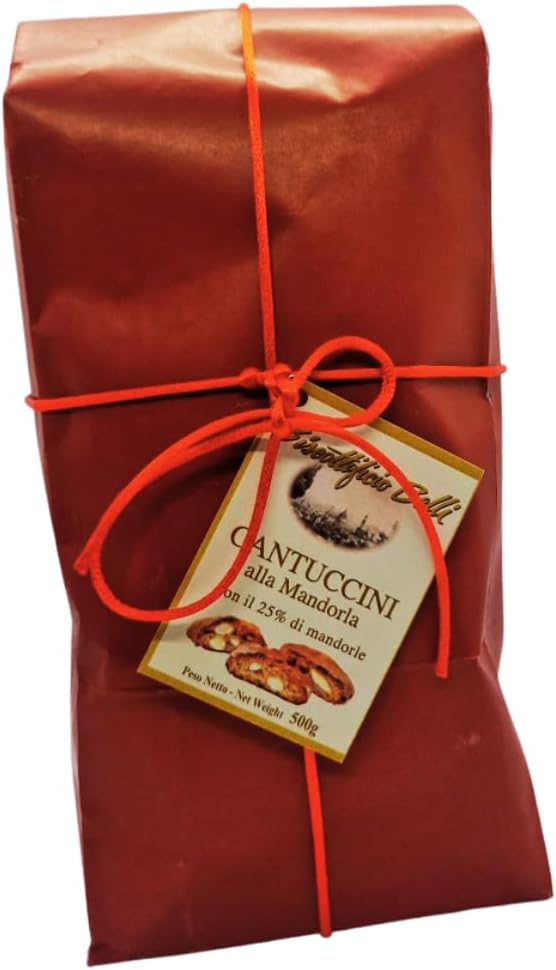 Authentic Italian Almond Biscotti 500g – Tuscan Cantuccini with 25% Almonds – Traditional Crunchy Biscotti Cookies Gift Box for Coffee, Tea & Vin Santo