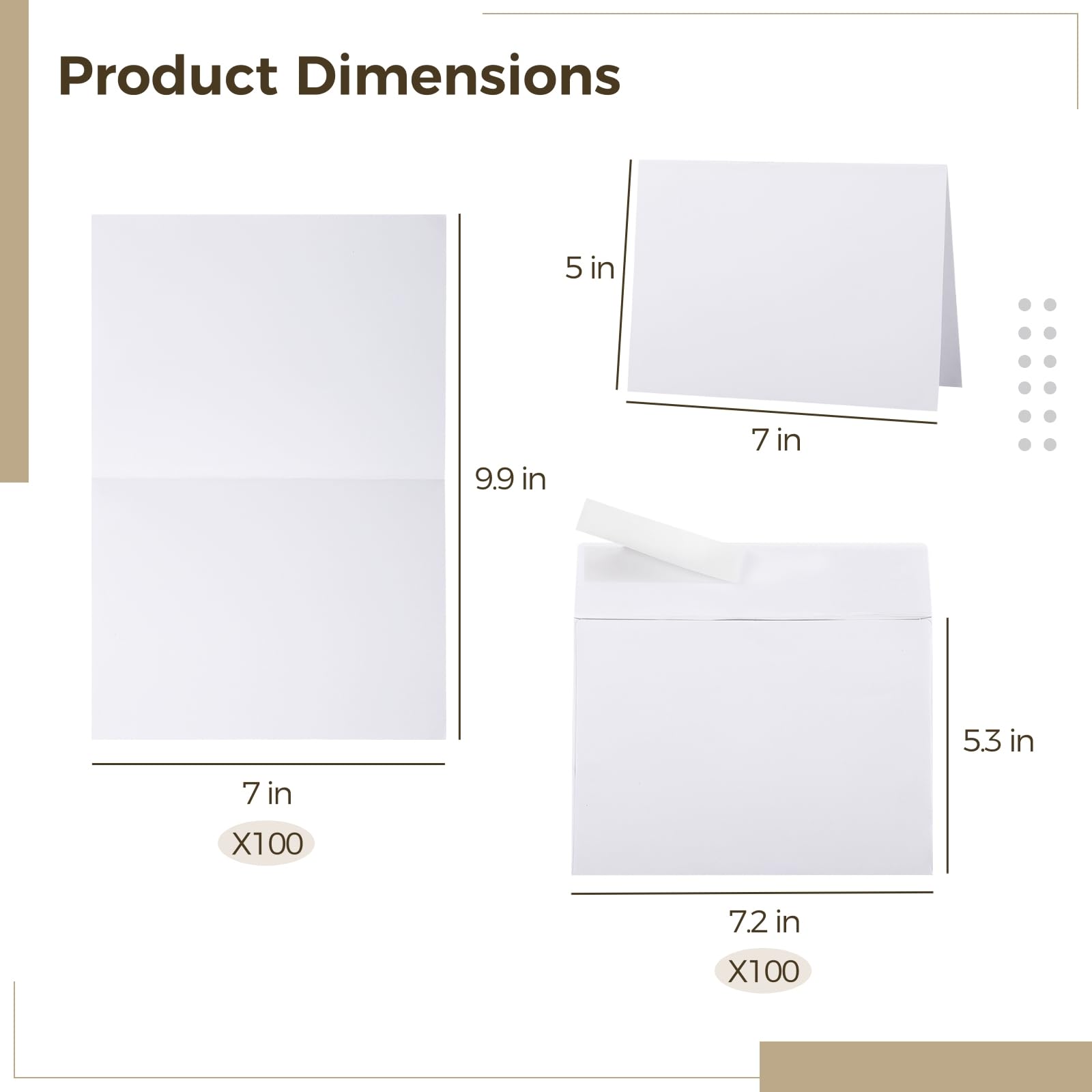 100 tarjetas en blanco con sobres de papel kraft, autosellantes para invitaciones y saludos
