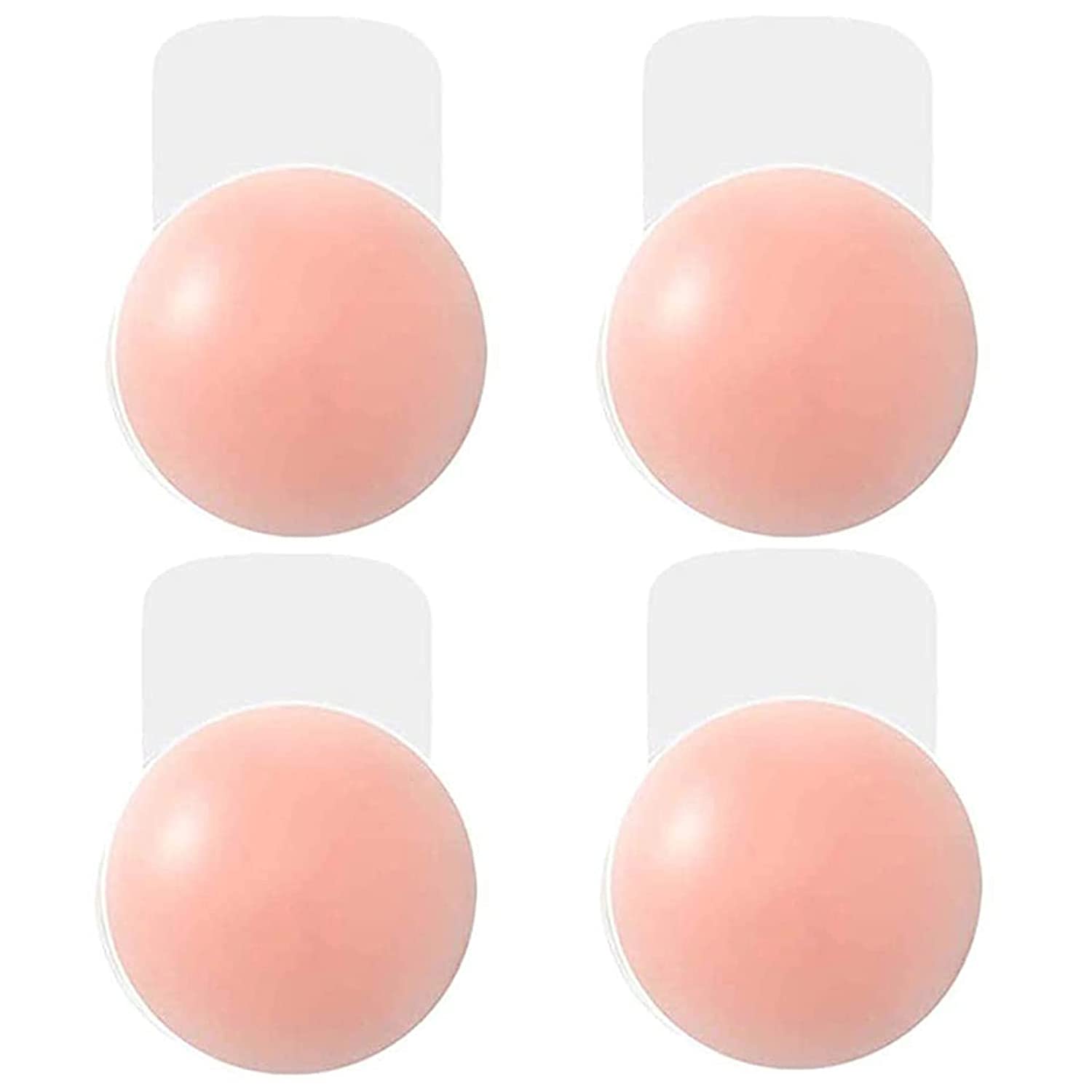 Safe2m 2 Pairs Invisible Bra,Sticky Bra Reusable Silicone Adhesive womens Breast Lifting bra Nipple Covers Pink, One Size