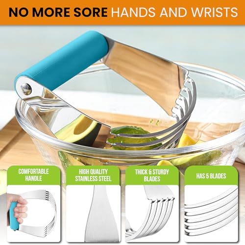 Image of Spring Chef Large Dough Blender For Baking - Durable Pastry Blender - Teal