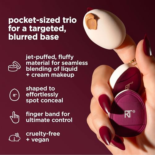 Real Techniques Cherry On Top Mini Marshmallow Puff Trio, Mini Makeup Puffs For Concealer & Foundation, Spot Correcting & Blending, Dry Use Beauty Sponge, Travel Size, Vegan & Cruelty-Free, 3 Count - Image 3