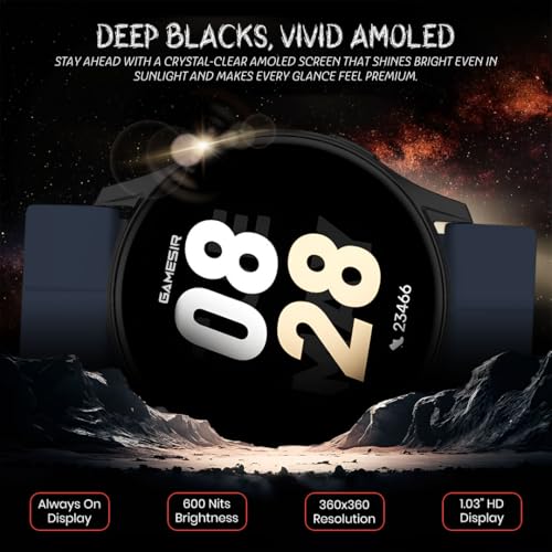 Image of GameSir Active 2 Smartwatch for Men & Women, 1.39 inch HD Round Display, Bluetooth Calling, Heart Rate & SPO₂, 100+ Sports Modes, IP67, Long Battery Life for Android & iOS (Magnetic Dark Blue)