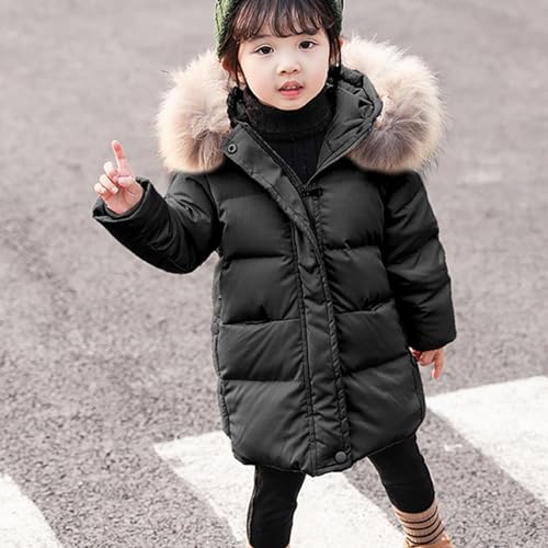 Toddler Girls Long Hooded Puffer Jacket with Faux Fur Long Sleeve Zip Up Down Coat Kids Winter Thermal Outerwear2