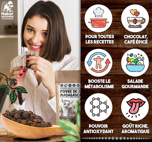 500gr Poivre Noir BIO de Madagascar, Haute Qualité Prima+, Poivre en grain, Note Florale, Boisé, Fruité, de Nabür – vue 6