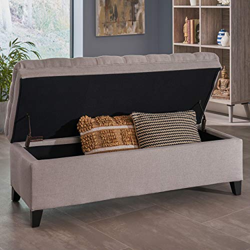 Christopher Knight Home Juliana Fabric Storage Ottoman, Light Gray
