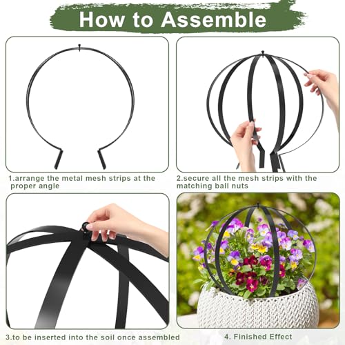 Metal Plant Round Circle Trellis for Climbing Plants, Round Garden Sculpture, Outdoor Potted Planter Trellis Patio Urn Décor & Doorway Accent，25.2"*21.2"-2Pack