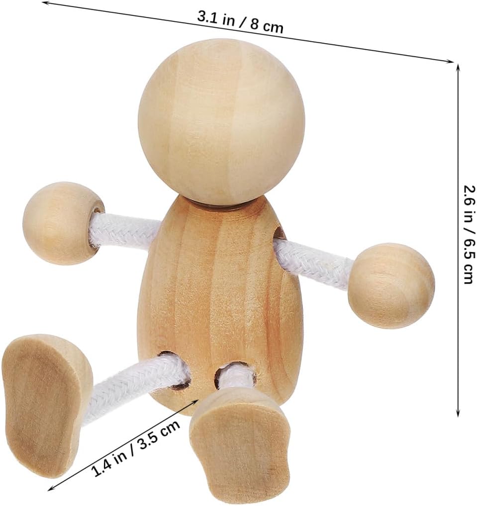 VILLCASE 16Pcs Wooden Peg Dolls Unfinished Small Wooden People Figures for Teens DIY Painting Craft Kit Home Decoration 3.14X2.55X5.51In