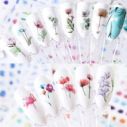 TOFD Nagelsticker für Frauen Nail Art Dekorationen 24 Blatt Nail Art Aufkleber Wassertransferblüte Blume Flamingo… – Bild 4