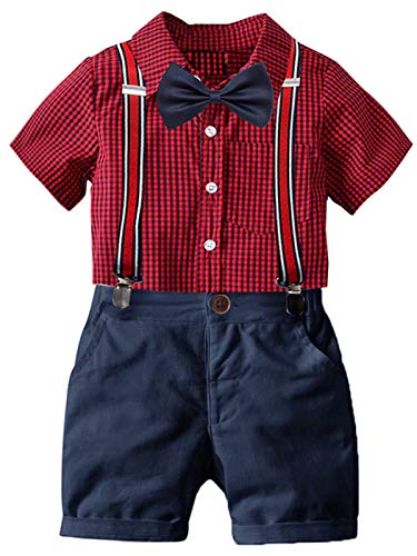 Suspenders Outfit for Boys Newborn/Infant Boys Seersucker Shortall Sets with Easter Bunny Appliques 6-7 Years