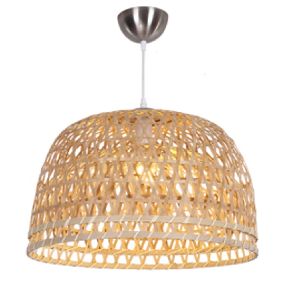 LYMSXAZOU Rural Lighting 1Pc Restaurant Hanging Chandelier Rattan Wicker Pendant Light Lampshade, Dome Decorative For Kitchen Farmhouse Coastal Beige