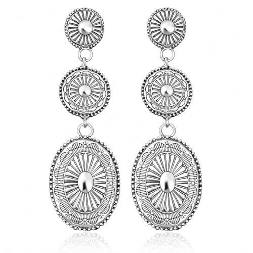 Western Earrings Country Concert Outfits for Women Western Jewelry for Women Outfit Dress Wear Shirts Vintage Silver Concho Earrings Country Chic Cowgirl Accessories