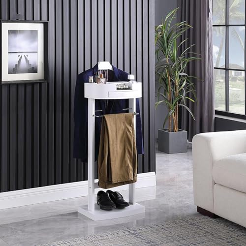 Elegante silla de caoba, color marrón oscuro, con funcionamiento silencioso, diseño elegante de madera y metal, 107 x 43 x 33,5 cm, ideal para organizar y mostrar ropa
