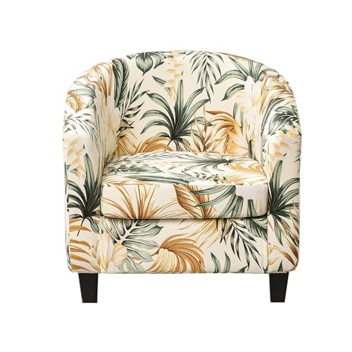 CRFATOP 2 Piece Club Chair Slipcover Stretch Barrel Chair Covers Printed Tub Chair Slipcovers Soft Armchair Sofa Cover Removable Couch Furniture Protector Arm Chair Cover for Living Room,D26