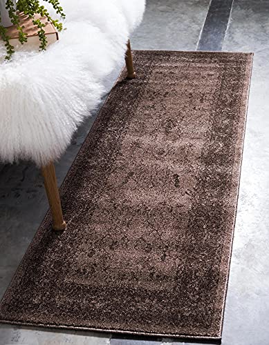 Rugs.com Miranda Collection Rug – 2' 7 x 10' Runner Brown Medium Rug Perfect for Hallways, Entryways