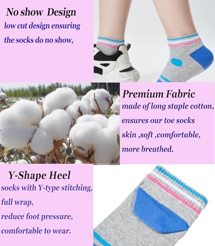 Image of Women Toe Socks 5 Finger Cotton Wicking Athletic 6 Pack 3 Pack
