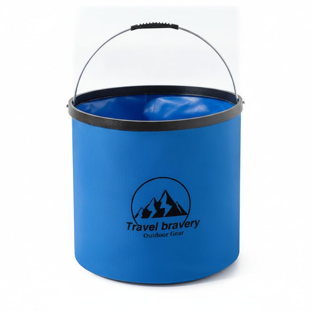 Outdoor Foldable Water Bucket Portable Car Wash Fishing Camping Collapsible Plastic Pail with Handle Royal Blue 20L-image-27