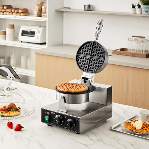 Vevor HT-1 Commercial Waffle Maker, 1230W Round Waffle Baker Machine, Non-Stick Stainless Steel Belgian Waffle Iron thumb #7