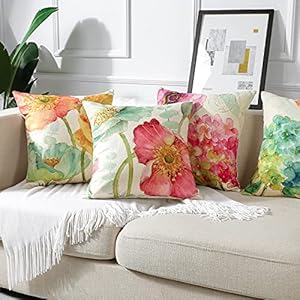 Artscope Set of 4 Waterproof Throw Pillow Covers 16x16 Inches, Hydrangea and Lotus Pattern Decorative Cushion Covers, Perfect to Outdoor Patio Garden Living Room Sofa Farmhouse Decor Artscope Set of 4 Waterproof Throw Pillow Covers 16×16 Inches Hydrangea and Lotus Pattern Decorative Cushion Covers Perfect to Outdoor Patio Garden Living Room Sofa Farmhouse Decor