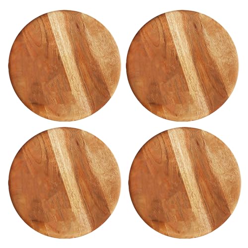 Platos para servicio de madera Acacia 11 pulgadas, set de 4 miniatura 1