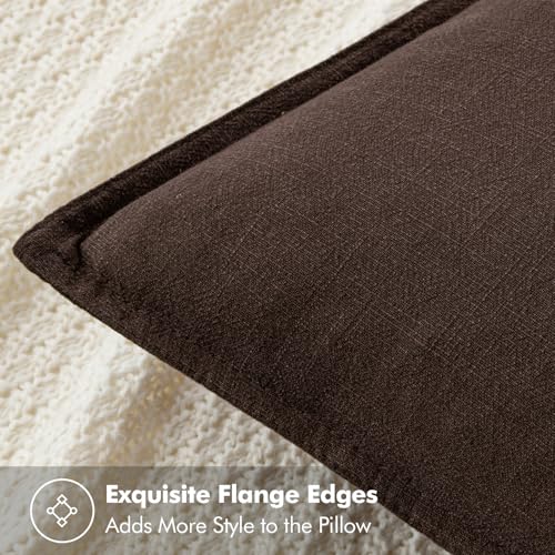 Image of MIULEE Decorative Linen Pillow Covers 20x20 Inch Dark Brown Boho Farmhouse Neutral Winter Couch Throw Pillows for Bed Pack of 2 Accent Modern Pillowcase Sofa Livingroom Home Decor