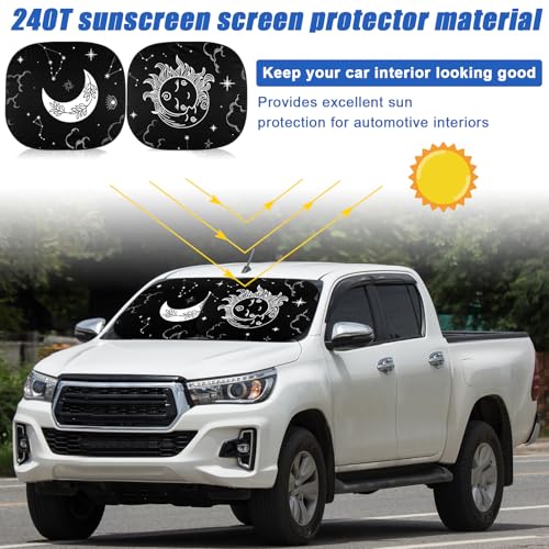 Image of 2PCS Star Moon Print Car Windshield Sun Shade Front Foldable Car Sunshades Reflect UV Reflect Sun and Heat Protect Keep Your Vehicle Cool for Most Sedans SUV Truck, 31.75 inch x 28.75 inch (Classic Style)