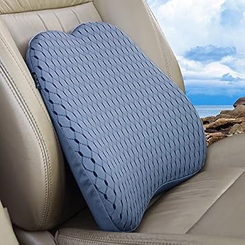 Memory Foam car Lumbar Support Pillow - Memory Foam Back Cushion - يستخدم لمقاعد السيارات ، الكراسي المكتبية ، العوامات ، الأرائك ، إلخ. رمادي