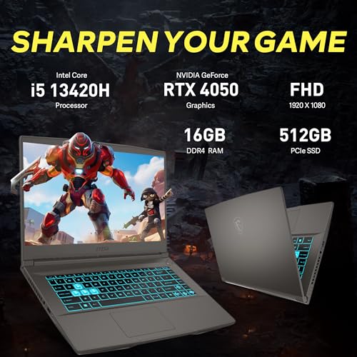 Image of msi Thin 15 15.6 inch FHD 144Hz Gaming Laptop, Intel i5-13420H, NVIDIA GeForce RTX 4050, 16GB DDR4 RAM, 512GB PCIe SSD, Backlit Keyboard, Wi-Fi 6E, HD Camera, Win 11, Gray, 256GB Docking Station Set
