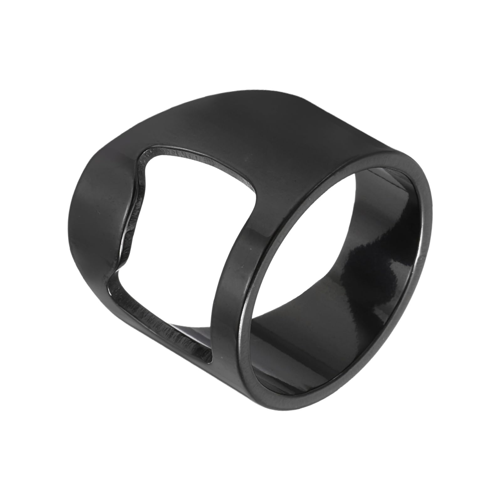 sourcing map Bottle Opener Rings, Titanium Steel Ring Bottle Cap Opener Creative Finger Thumb Beer Opening Tool for Men Women Party Bar Present Decor Supplies Bartender Tools, Size 9, Black