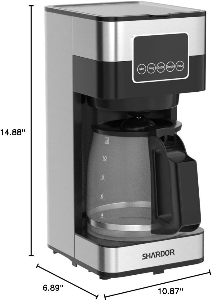 Dimensions of the SHARDOR Drip Coffee Maker