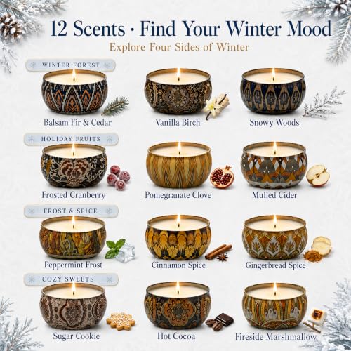 Image of Winter Candles Gift Set, 12 Pack Scented Candles for Home, 2.5 oz Each