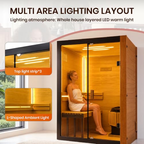 Image of OUTEXER 2 Person Sauna Steam Traditional Saunas Home Spa Saunas 240V 3KW