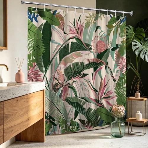 Rideau de douche tropical de qualité supérieure style hawaïen