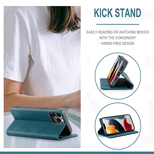 Capa Carteira COPAAD para iPhone 13 Pro Max, Capa Protetora Flip Magnético de Couro PU Macio Fosco E