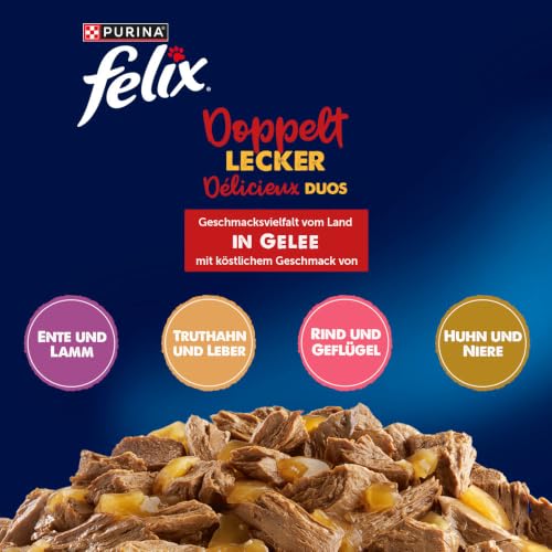 FELIX Doppelt Lecker Nassfutter für Katzen Geschmacksvielfalt vom Land 120 Beutel